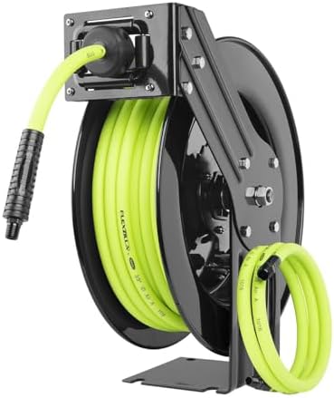 Flexzilla Open Face Retractable Air Hose Reel, 3/8 in. x 50 ft., Heavy Duty, Lightweight, Hybrid, ZillaGreen - L8611FZ - Image 2