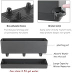 4 Pack Self Watering Pots for Indoor Plants 17 Inches Window Boxes Planters Rectangular Flower Pots Rectangle Herb Pots Large Plant Pots with Drainage Holes and Saucers Windowsill Planter, Grey - Image 4