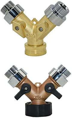 Leak-Proof Pipe Hose Fittings Brass 2-Way Garden Faucet 3/4 Female Thread to 1/2 3/4 Y Irrigation Valve Manifold Quick Connector Garden 1 Set (Color : BSP B) - Image 2