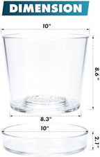 Phoenix Vine 10 Inch Clear Acrylic Planter Pot with Tray, Orchid Pot with Drainage Holes, Deep Saucer for Bottom Watering, Transparent Containers for Indoor Plants, Herbs, Set of 1, 91-A-H-1 - Image 3