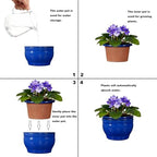Self Watering Pot for African Violets Indoor Outdoor Plants, 6 inch, Blue - Image 4
