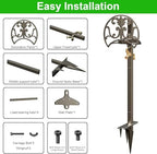 Heavy Duty Freestanding Garden Hose Stand with Brass Faucet, Weather Resistant Metal Hose Holder, Detachable Decorative Hose Storage Rack Holds 150FT Hose for Patio Lawn Yard Outdoor - Image 5