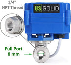 U.S. Solid 1/4 in Motorized Ball Valve NSF Certified 304 Stainless Steel Normally Closed 9-24V DC 5-Wire Full Port IP65 Electric Actuated Valve - Image 6