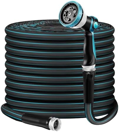 Relxitl Garden Hose 75ft, Flexible Water Hose with 10 Function Hose Nozzle, Lightweight, Tangle Free, Rust Proof for Yard, Watering(Blue) by Relxitl