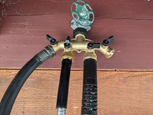 Rocky Mountain Goods Brass Hose Splitter 4 Way - Heavy Duty Faucet Manifold with Leakproof Rubber Seals and Valves - 3/4” Garden Hose Splitter - Run 4 Hoses Spigot Adapter On/Off - Image 4