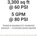 Rooftop Sprinkler for Wildfire Ember Protection, Solid Copper 360 Adjustable Head, Cast Copper Tee Rated to 200 PSI, 180 Adjustable Galvanized Steel Roof Base, 3/4 in Connection, Up to 3300 Sq Ft - Image 6