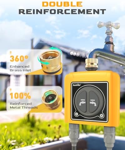 RAINPOINT WiFi Water Timer with Brass Inlet, 2 Outlets Sprinkler Timer,Automatic Irrigation System Controller, APP & Voice Control, Irrigation by Weather/Quantity/Soil Moisture - Image 2
