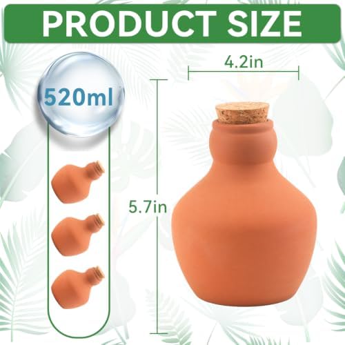 3 Pack Large Terracotta Olla Watering Pots, 520ml Plant Watering Globes - Image 2