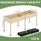 Raised Garden Bed with Legs, 72x24x30in Tall Wooden Elevated Planter Box with Liner for Flowers Vegetables Herbs, Outdoor Reinforced Large Raised Bed for Balcony/Patio/Backyard - Image 3