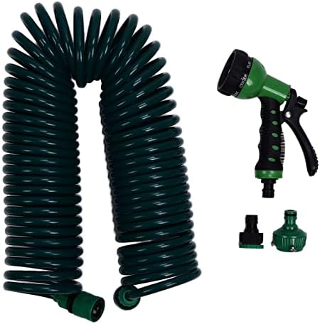 EVA Coil Garden Water Hose 15m/49.2ft, 7 Mode Nozzle Telescopic Spring Tube, Quick Connect Garden Watering Pipe for Plant Lawn Car WashPet Friendly - Image 6