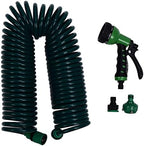 EVA Coil Garden Water Hose 15m/49.2ft, 7 Mode Nozzle Telescopic Spring Tube, Quick Connect Garden Watering Pipe for Plant Lawn Car WashPet Friendly - Image 6