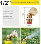 1/2"（DN15） Brass Mist Nozzle Thread Mist Nozzle for Lifting Garden Bed Backyard Outdoor Cooling System（Pack of 5） Bend Five-Eye Adjustable Spray Head with Filter 5pcs - Image 4