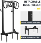 Kesfitt Garden Hose Holder Stand with 4 Spikes & 2 Tool Hooks, Detachable Heavy Duty Metal Freestanding Hose Reel Outdoor Organizer for Lawn Yard Water Storage Rack - Image 3