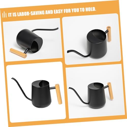 Mipcase 2pcs Indoor Watering Can Spout Metal Pot for House Plants and Flowers Capacity for Indoor Gardening Black Wooden Handle - Image 4