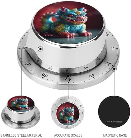 Mechanical Kitchen Timers for Cooking,Animal Toys Printed 60 Minute Magnetic Countdown Timer,Cute Cooking Timers with Alarm,Stainless Steel Time Timer Manual No Batteries Required - Image 3