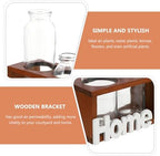 Simple Hydroponics Glass Planter with Wooden Bracket for Flowers - Image 3