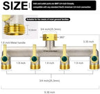 Brass Garden Faucet Splitter, 4-Way Hose Splitter with 4 Extended Metal Handles, Outdoor Hose Divider, Heavy Duty Nickel Plated, GHT 3/4-Inch Heavy Duty Hex Female Inlet and 3/4-Inch Male Outlet - Image 2