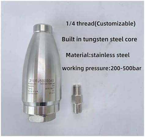 Turbo Rotating Nozzle, High Pressure 500 Bar 7250psi Quick Connect with Tungsten Steel Core for Cleaning Agua Potable(500bar-1l4-040) - Image 5