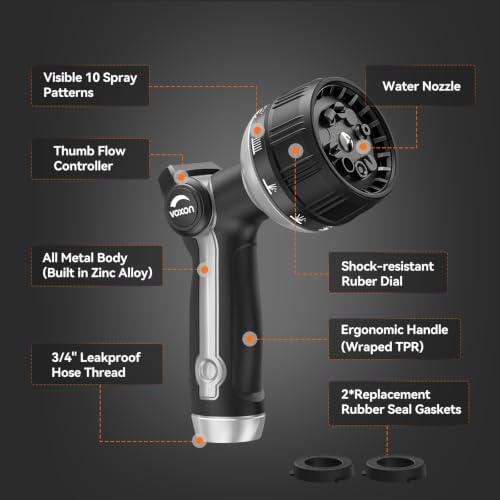 VOXON Full Metal Garden Hose Nozzle, 10 Spray Patterns - Image 4