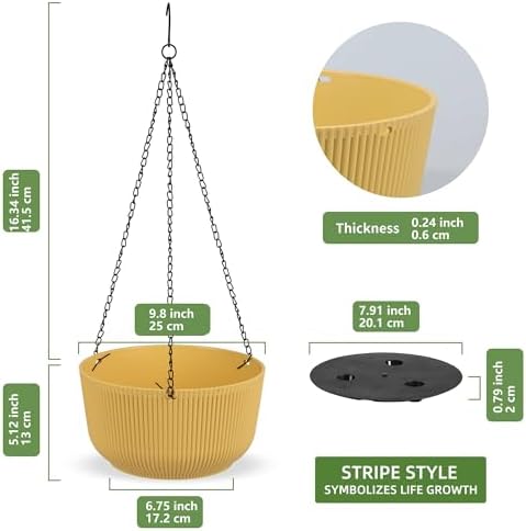Dexceder 9.8 Inch Self Watering Hanging Planter (2 Pack, Yellow) - Image 3