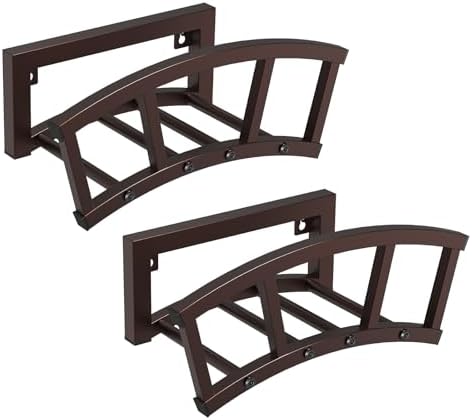 2 Pack Garden Hose Holder Wall Mounted, Outdoor Heavy Duty Metal Water Hose Holder Hanger Holds 125-ft Water Pipe, Sturdy Detachable Hose Storage Organizer Reel Rack for Outside Garden Lawn, Bronze by OLV