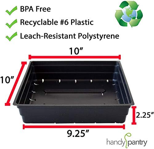 10" x 10" Garden Growing Trays with Drain Holes - 10-pack Recyclable Plastic Plant Trays for Wheatgrass Sprouting Tray, Microgreens Growing Trays, Hydroponic Trays, Nursery Flats, Greenhouse Supplies - Image 2
