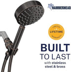 HammerHead Showers® Solid Metal Handheld Shower Head with Hose and Brass Holder - OIL RUBBED BRONZE - 2.5 GPM High Pressure Shower Heads with Adjustable Shower Wand Bracket - 6ft Flexible Extension - Image 2