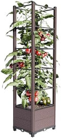 Raised Garden Bed Outdoor, with Trellis, Planter Boxes for Planting Vegetables, Flowers, Herbs, Tomato - Rust-Resistant Elevated Garden Beds Kit(Brown,40x40x177cm) by Unknown