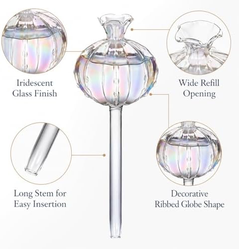 6 Pcs Plant Watering Globes, Glass Self-Watering Globes, Guava-Shaped, Automatic Irrigation Bulbs for Indoor Outdoor Potted Plants - Image 3