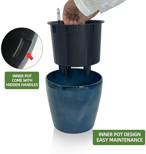 Dexceder 9x8 Self Watering Planter (Grayish Green Gradient) - Image 4
