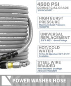 Pressure Washer Hose 50FT 3/8" ID Steel Wire Braided Swivel Quick Connector - Image 2