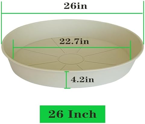 3 Pack of 25 26 inch Plant Saucer (22.7 Inch Base), 4.2" Depth, Large Deep Plastic Flower Planter Water Trays for Indoors Outdoor Bath Bath, Plant Drip Trays for Pot (26", Beige) - Image 2
