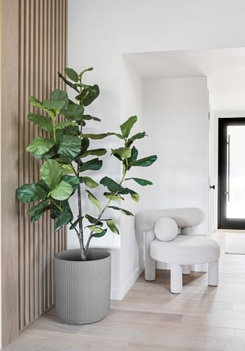 Veradek Mason Series Demi Planter - Large Round Planter for Indoor or Outdoor Patio/Balcony | Made from Plastic & Concrete with Drainage Holes | Modern Décor for Flowers, Trees, Tall Plants - Image 5