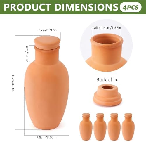 4-Pack Terracotta Watering Pots, Self Watering Globes for Plants - Automatic Plant Water System with Clay Irrigation Spikes for Indoor & Outdoor Potted Plants - Image 4
