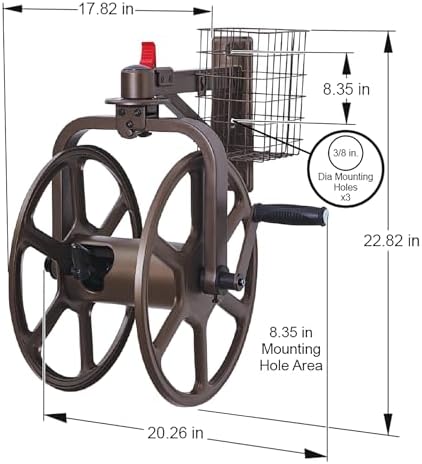 Liberty Garden Single Arm Navigator Hose Reel with Pull Up Latch, Bronze - Image 3