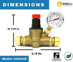 CMI Inc 3/4 in Push Connect. Water Pressure Regulator Valve, Adjustable Water Pressure Reducer with Test Gauge for RV Camper, Travel Trailer, Water Hose - Image 2