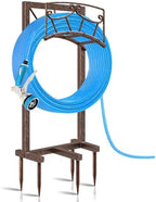 Garden Hose Holder, Heavy Duty Metal Water Hose Holders Hose Stand with 5 Spikes, Freestanding Hose Storage Rack Hose Hanger Holds 150ft Hose for Outside Yard Lawn Garden Decor by Gouisalin