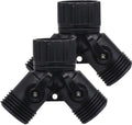 Garden Hose Y Splitter 2 Pack Plastic 2 Way Connector Valves by BUTIFULSIC