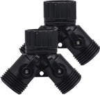 Garden Hose Y Splitter 2 Pack Plastic 2 Way Connector Valves by BUTIFULSIC