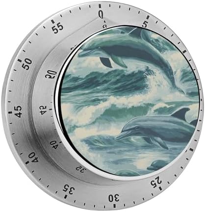Dolphins Jumping Out Water Kitchen Digital Timer Visual Mechanical Countdown Timers Time Manager 0 to 60 Minutesrs by Unknown