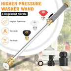 2026 Upagraded Jet Nozzle Power Washer for Garden Hose, Pressure Washer Wand with 3 Different Nozzles and Hose Quick Connectors for Car, Patio,Pet,Window, Grey - Image 2