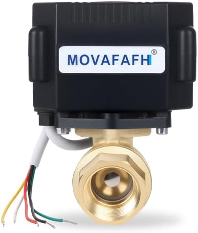 1" Brass Motorized Ball Valve - 5 Wire Electric Water Valve with Full Port, 9-24V DC Automatic Ball Valve, Compatible with Signal Feedback, IP67 by movafaFH