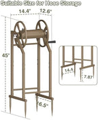 4-Spike Garden Hose Reel with 3.9ft Leader Hose & Stainless Fitting, Outdoor Hose Holder holds 125ft Hose of 5/8", Freestanding Metal Hose Stand for Outside Yard Lawn, Brown - Image 2