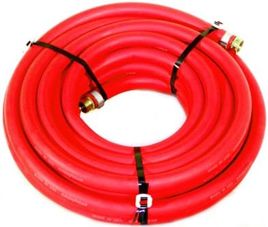Water Hose Continental ContiTech 1/2” x 50’ RED RUBBER Industrial 200psi with Brass Fittings - Heavy Duty - USA by ContiTech