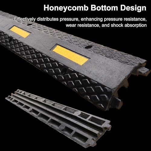 2pcs Hose Cable Protector Ramp, 2 Channel Rubber Hose Protector Over Driveway, Speed Bumps for Road, 2200lbs Capacity for Wire/Hose/Pipe Hider(100x23x4.5cm/39x9x1.8in) - Image 5