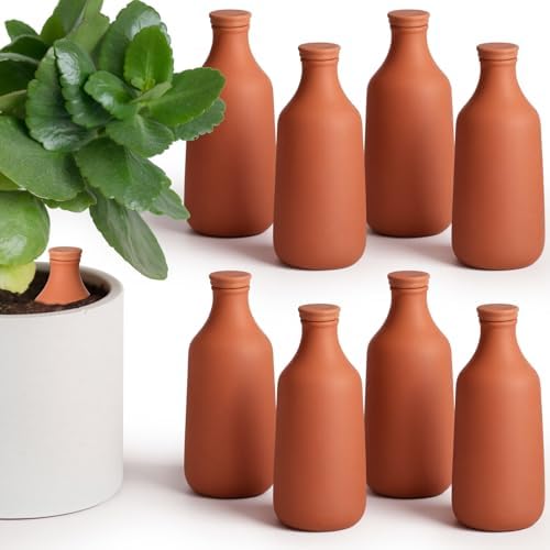 DoubleFill Ollas Terracotta Watering Pots, 24 oz, 8 Pcs by DoubleFill