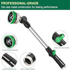 FANHAO Metal Garden Hose Wand, 16-Inch Heavy Duty Watering Wand with 9 Spray Patterns, 180° Rotating Long Garden Hose Nozzle Thumb Flow Control, Ideal to Water Hanging Baskets and Shrubs -Green - Image 3