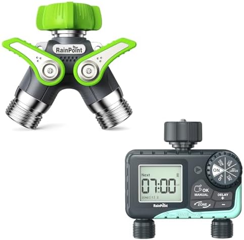 RAINPOINT Garden Hose Splitter & Sprinkler Timer 2 Outlet by RainPoint