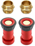 QWORK 2 Pcs Brass Fire Equipment Hex Nipple Adapter with 2 Pcs Fire Hose Nozzle- 1-1/2" Male NPT to 1-1/2" Male NST (NH), for Firefighting, Industrial & Agricultural by QWORK