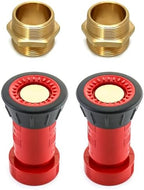 QWORK 2 Pcs Brass Fire Equipment Hex Nipple Adapter with 2 Pcs Fire Hose Nozzle- 1-1/2" Male NPT to 1-1/2" Male NST (NH), for Firefighting, Industrial & Agricultural by QWORK